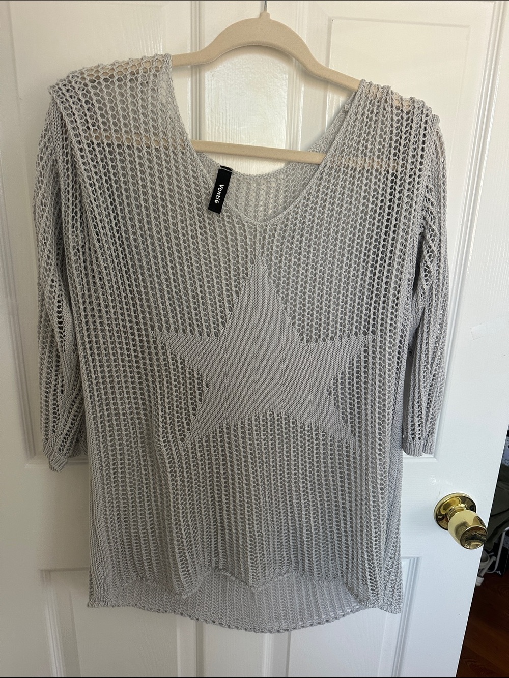 Light Gray Star Knit Women's Top